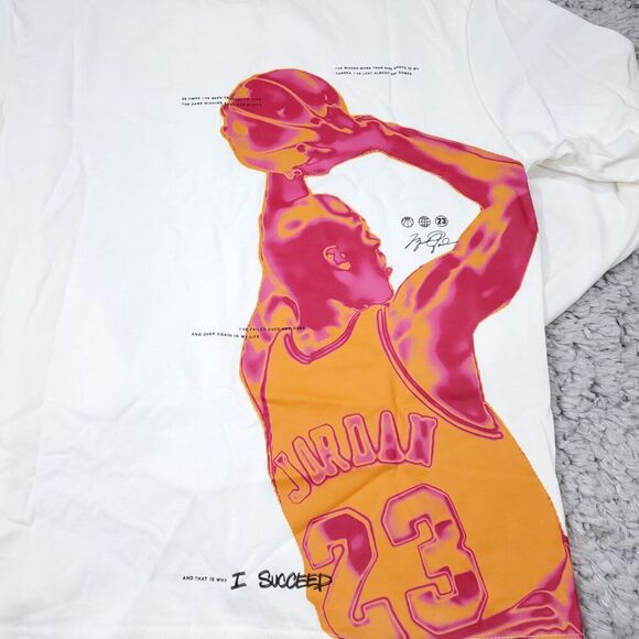 Nike Air Jordan Jumpman Long Sleeve T-Shirt dh8806-100 White Men's Size Large - Picture 3 of 8